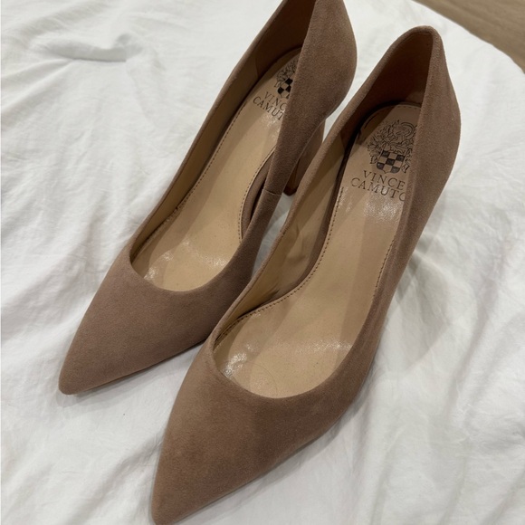 Vince Camuto Tan Suede Heels - Picture 2 of 5